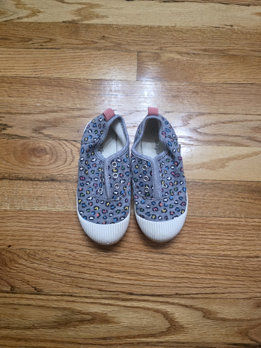 Cat & Jack Gray Slip-On Sneakers with Multicolor Leopard Spots